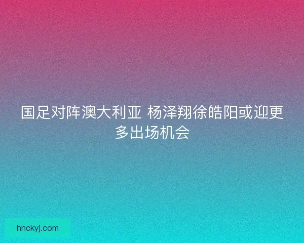 国足对阵澳大利亚 杨泽翔徐皓阳或迎更多出场机会
